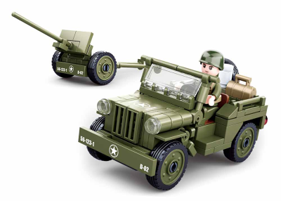 Sluban WWII M38-B0853 Spojenecký džíp a protiletadlové dělo