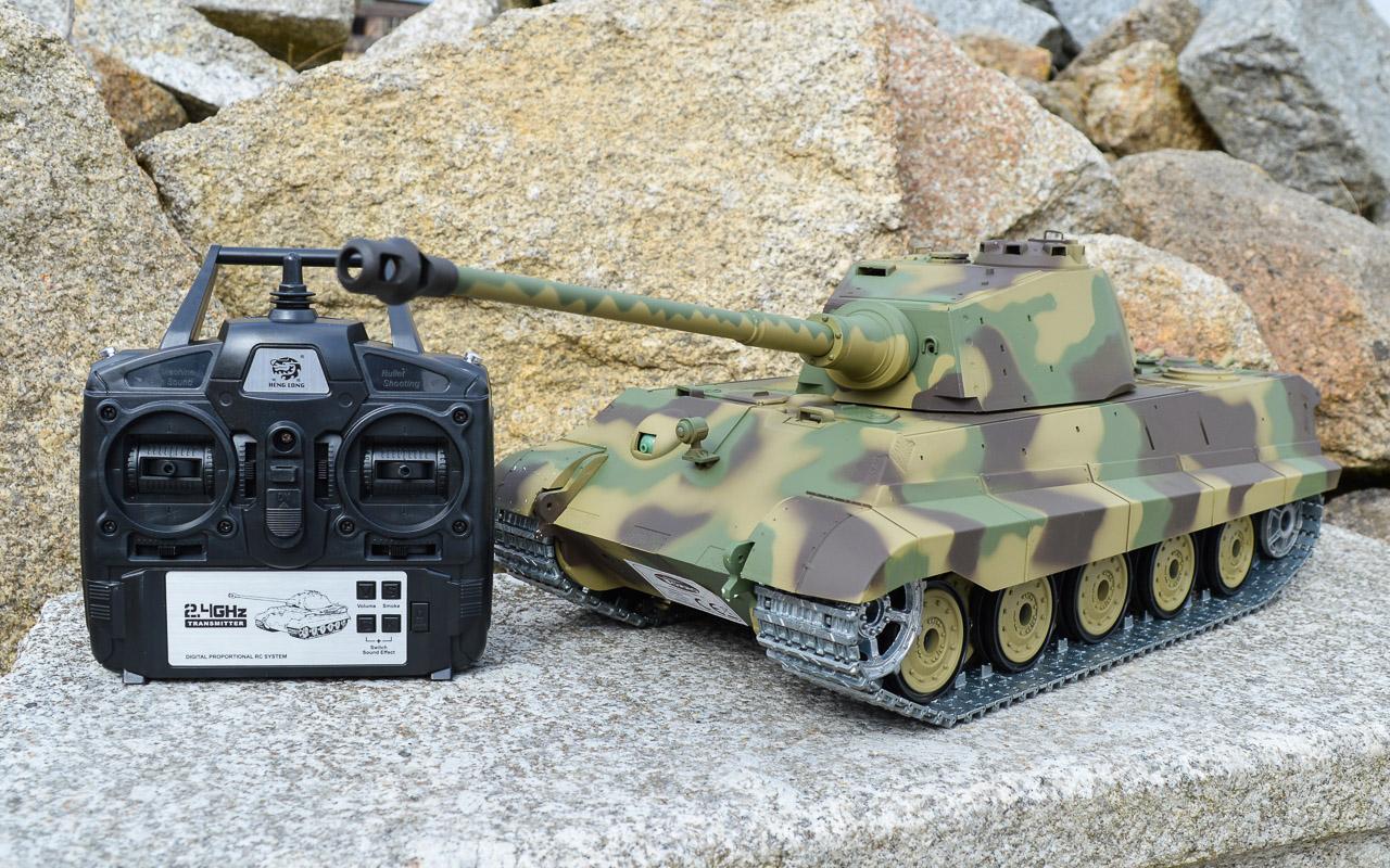 RC tank Kingtiger s věží Henschel - BB + IR systém - kov. pásy a doplňky