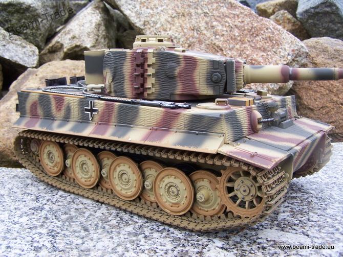 RC tank TIGER pozdní verze - INFRARED 2.4 GHz - KOVOVÉ PÁSY + VANA + KANON
