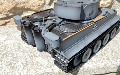 Profesionální RC model tanku TIGER raná verze Taigen - Infrared - Kovová edice v Airbrush tmavě šedé