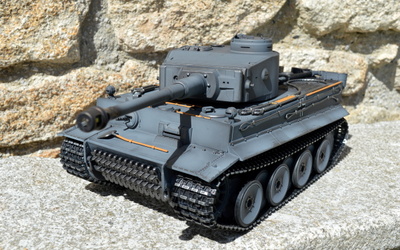 Profesionální RC model tanku TIGER raná verze Taigen - Infrared - Kovová edice v Airbrush tmavě šedé